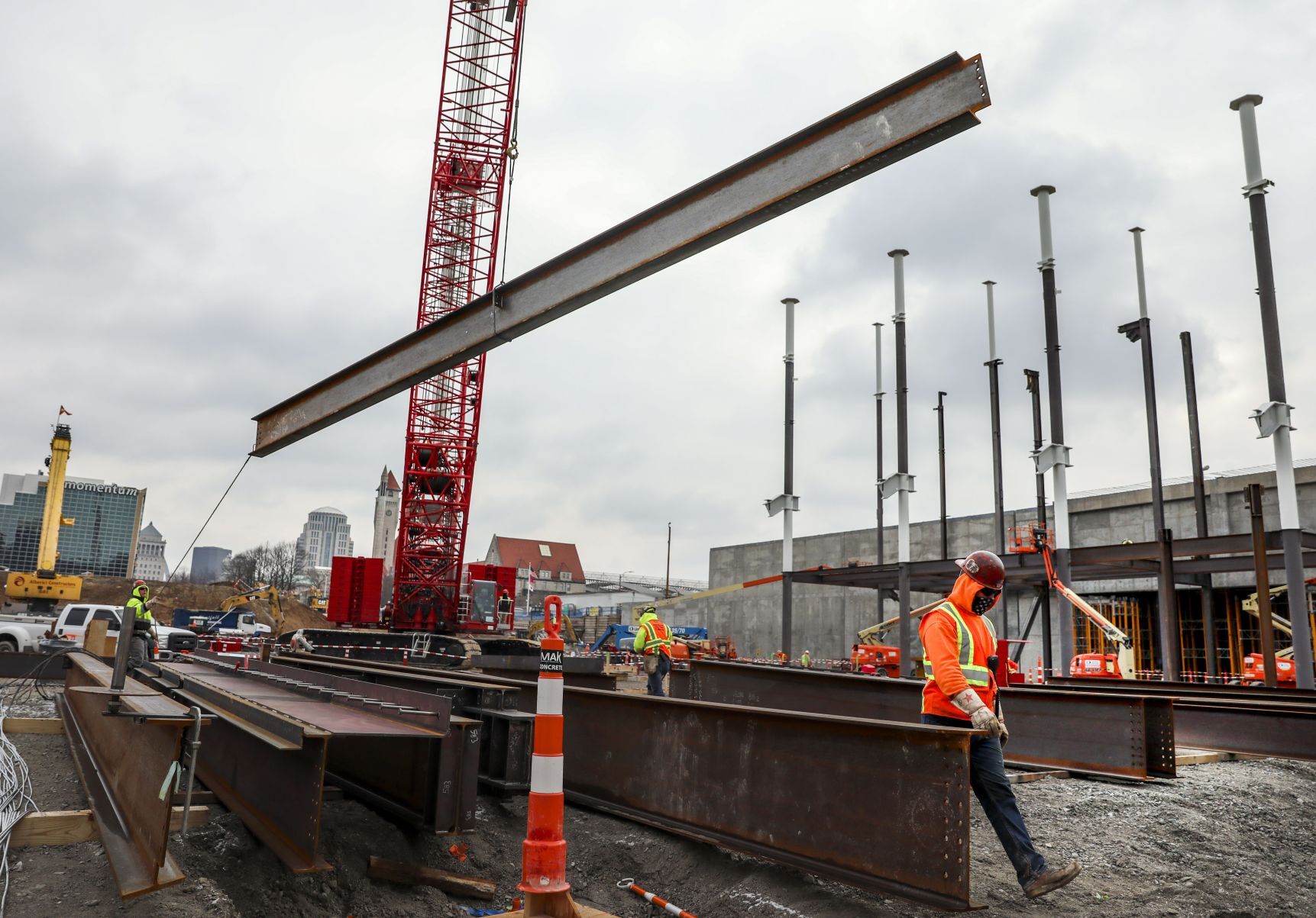 Beams going up on soccer stadium